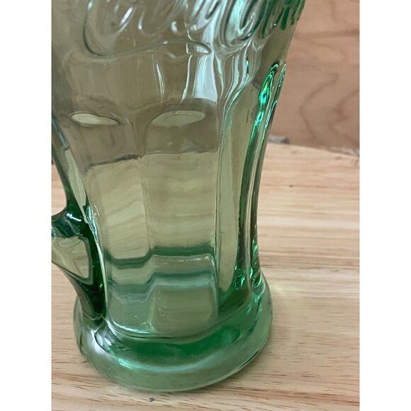 Coca-Cola Green Glass Mug 6.5" Classic Embossed Contour Soda Cup - Picture 4 of 6
